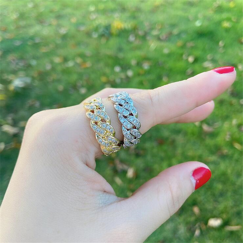 Hip Hop Vintage Jewelry Wedding Rings Guba 18K White Gold Fill Full 3A Zircon Sparkling Party Eternity CZ Diamond Women Engagement Link Chain Men Ring