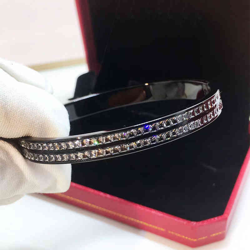 Charm Bracelets 02 Titanium Steel Jewelry Fashion Party Dinner Wear Single Double Row Diamond Bracelet
