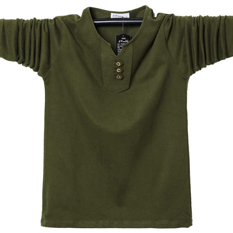 Autumn Mens T-Shirts Fashion Slim Fit Long Sleeve Cotton T Shirt Men Button Tops Casual Men's Clothing Plus Size 5XL 210629