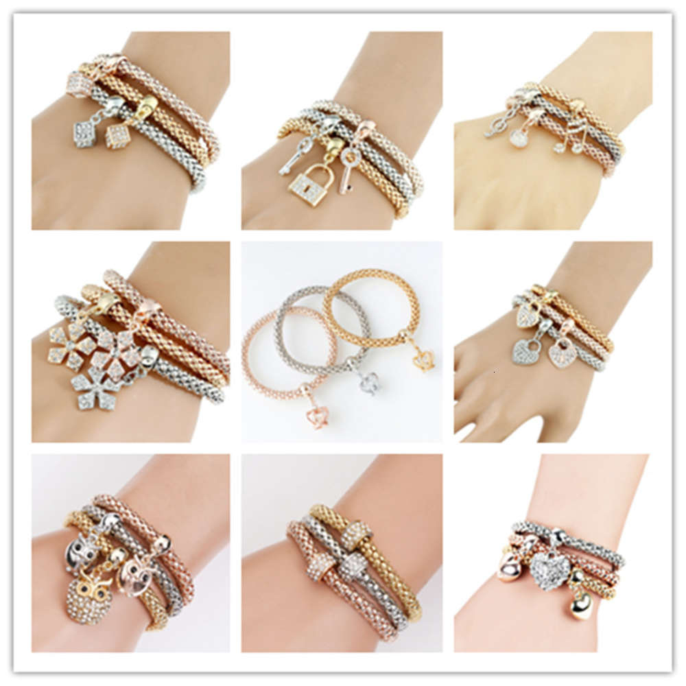 Bracelet three color suit corn chain full drill multi Style Pendant elastic popcorn girl, Golden;silver
Bracelet three color suit corn chain full drill multi Style Pendant elastic popcorn girl, Golden;silver