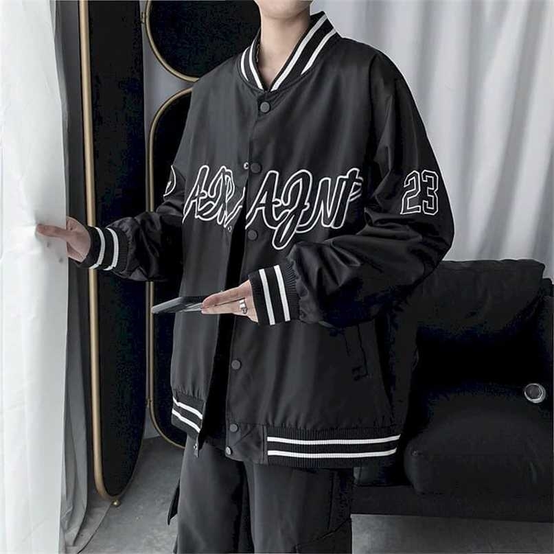 Spring Autumn bomber jacket men women Harajuku BFpreppy style loose trend baseball uniform letter embroidery simple coats 211110, Black jacket
Spring Autumn bomber jacket men women Harajuku BFpreppy style loose trend baseball uniform letter embroidery simple coats 211110, Black jacket