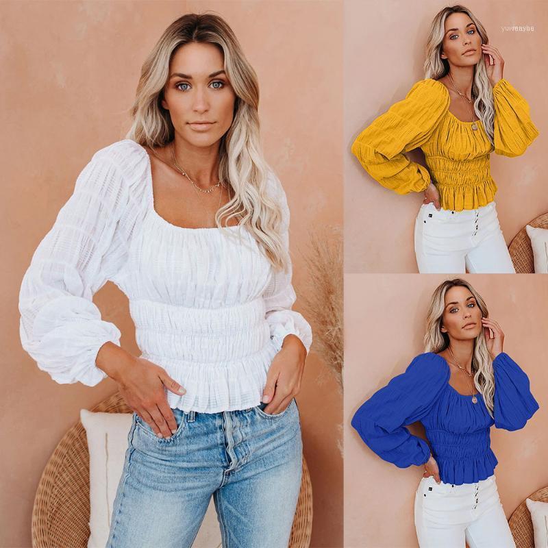 Europe Womens Folds Elastic Waist Blouses Crop Top Spring Sexy Backless White Blouse Full Sleeve Square Collar Short Shirt Tees1, Blue
Europe Womens Folds Elastic Waist Blouses Crop Top Spring Sexy Backless White Blouse Full Sleeve Square Collar Short Shirt Tees1, Blue