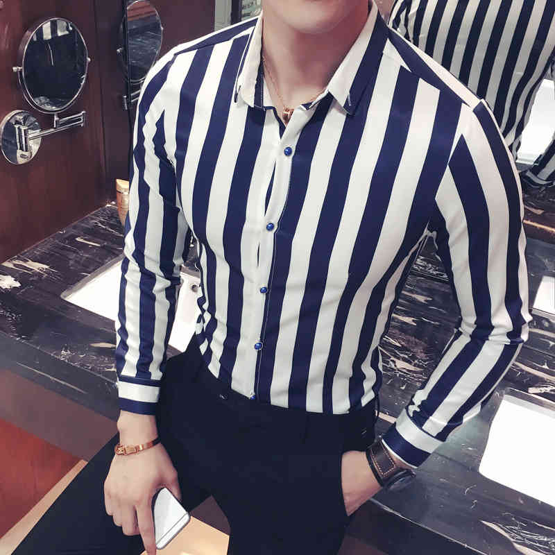 Men's Polos korean striped shirt men navy black red stripe long sleeve button down dress blouse camicia uomo plus size 5xl 71KA, Navy blue
Men's Polos korean striped shirt men navy black red stripe long sleeve button down dress blouse camicia uomo plus size 5xl 71KA, Navy blue