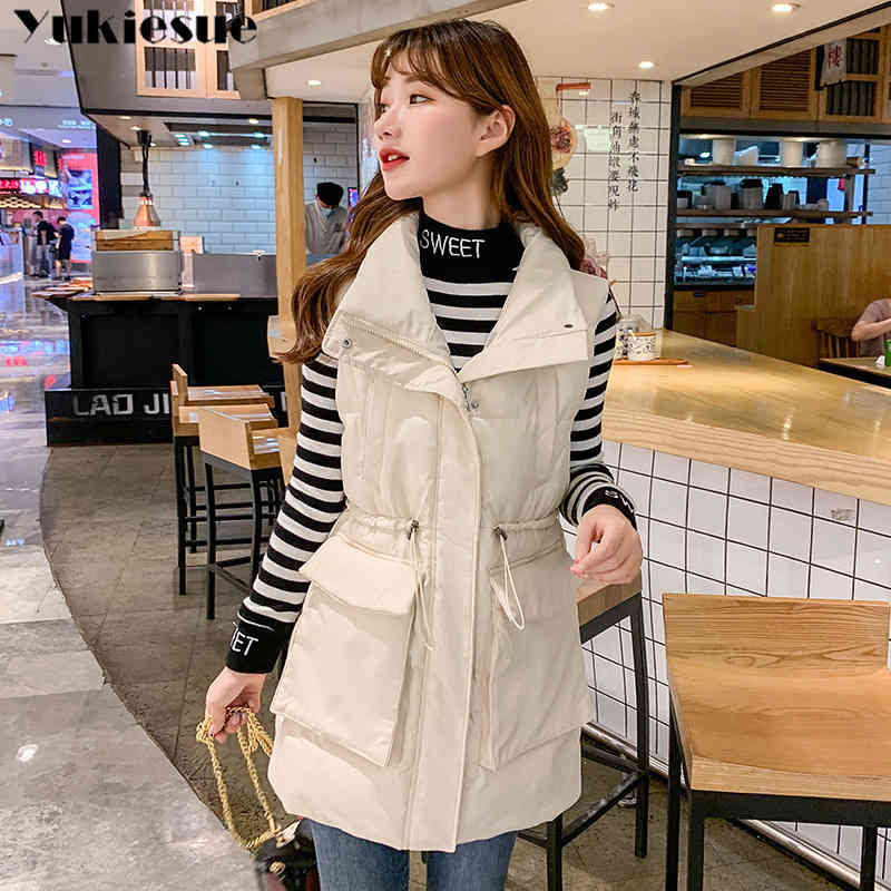 Stand Collar Women Winter Vests long Cotton Padded Jacket Sleeveless Female Waistcoat plus size 210518, White
Stand Collar Women Winter Vests long Cotton Padded Jacket Sleeveless Female Waistcoat plus size 210518, White