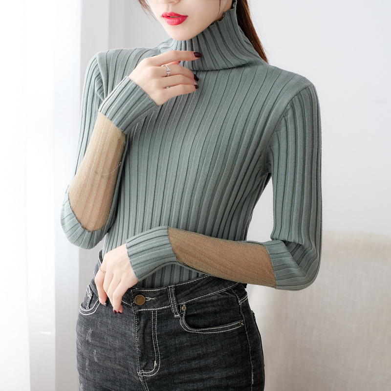 Autumn Winter Pullover Turtleneck Long Sleeve Knitted Casual Women Sweater Slim Jumper Warm Pull Femme 11590 210415