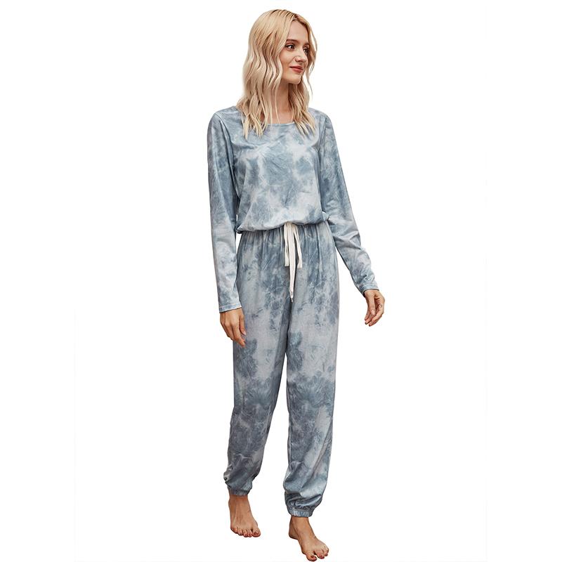 Women's Set 2021 Tie Dye Print Slim Fitted Sweatshirt Top And Long Pants Autumn Sleeve Women Two Piece Outfits Tracksuits