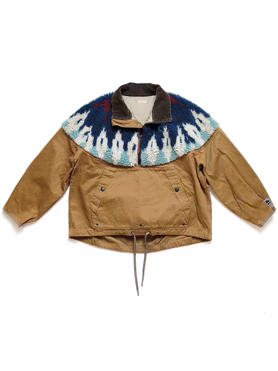 20aw Kapital Hirata two color fleece print stitching Half Zip lapel jacket 6XB0, Black;brown
20aw Kapital Hirata two color fleece print stitching Half Zip lapel jacket 6XB0, Black;brown