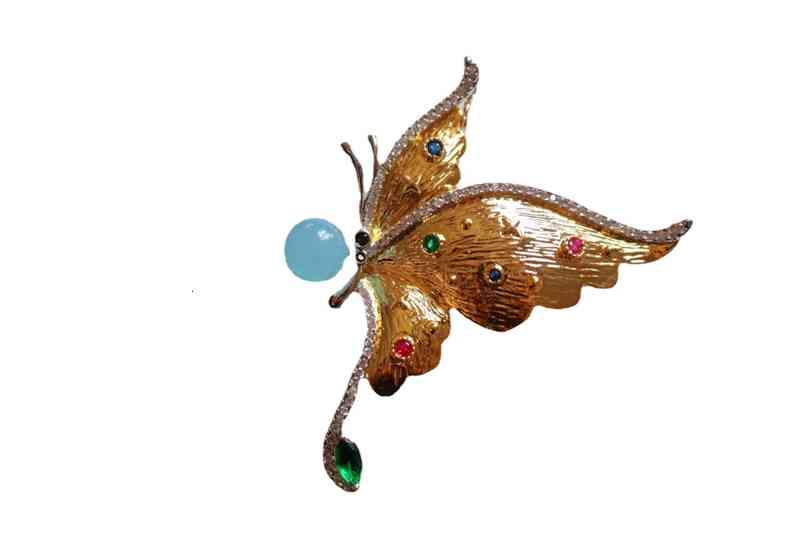 2021 Design Copper Plated Natural Sea Blue Treasure Brooch Pendant Dual Purpose Simple Temperament Female