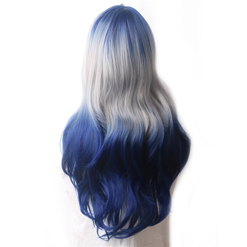 Synthetic Hair Wavy Long Pink Wig Colored Cosplay Wigs For Women Red Brown Blue Black Purple Green Burgundy Grey