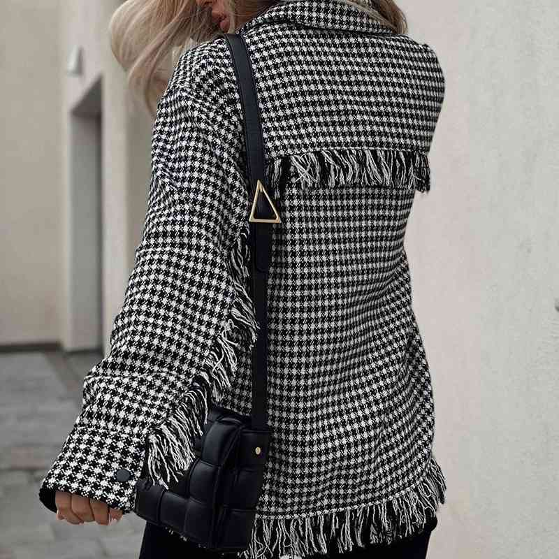Oversize Women Twwed Tassel Jacket Spring-autumn Fashion Ladies Loose Coats Female Ruffled Shirt Coat Girls Chic Outerwear 210430