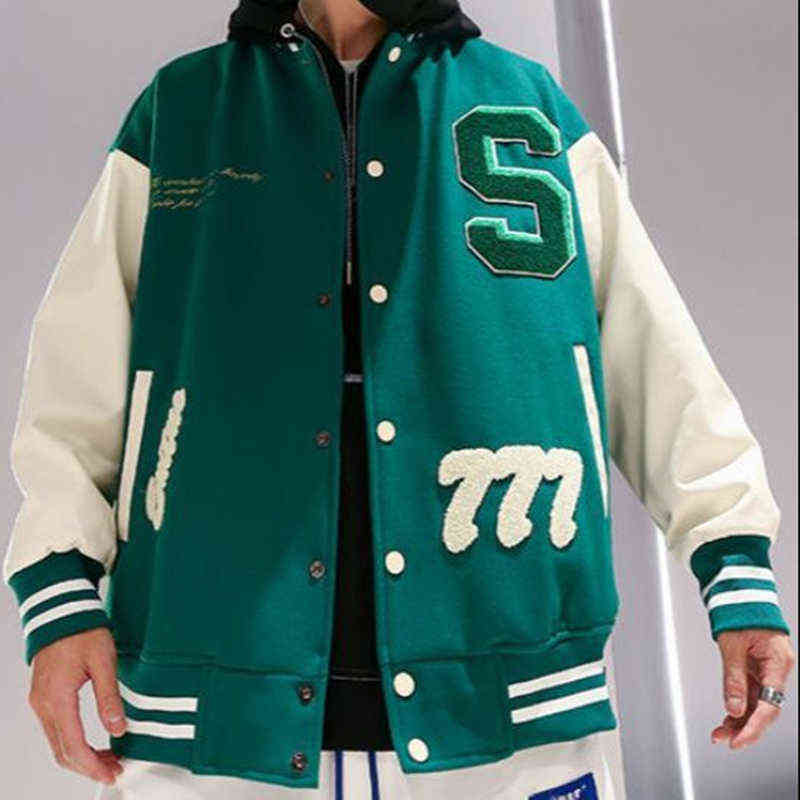 American letter embroidery jackets coats street hip-hop stitching baseball uniform couple large size loose retro jacket 211110
American letter embroidery jackets coats street hip-hop stitching baseball uniform couple large size loose retro jacket 211110