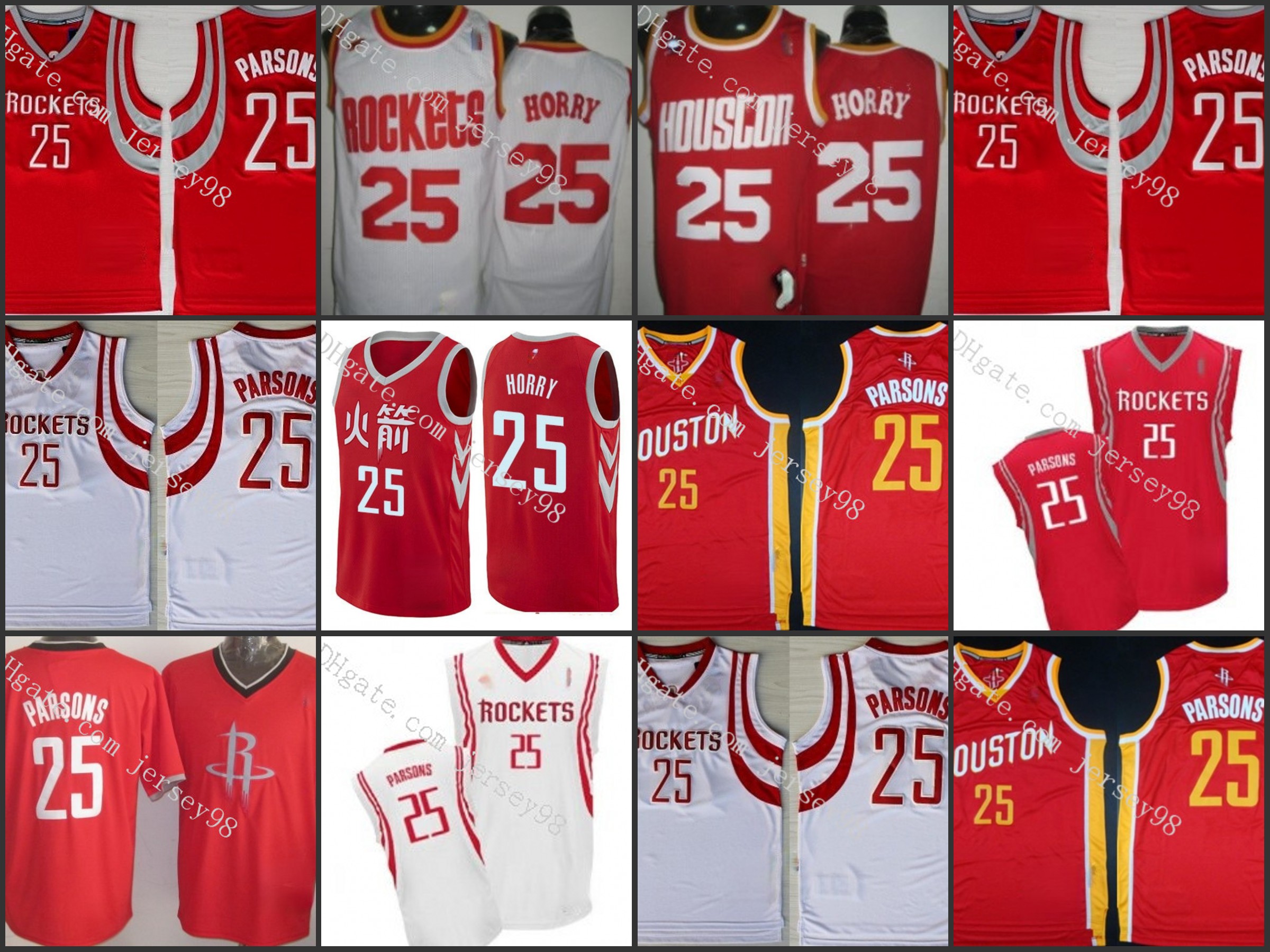 Houston Rockets MEN #25 Chandler Parsons Red retro Jersey, Black
