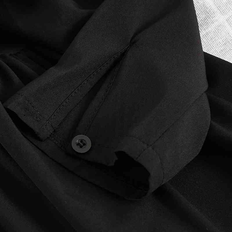 LoveFlowerLife Spring Autumn Solid Turndown Collar A Line Dress Slim Sexy High Waist Mid-Calf Women Dresses 210521