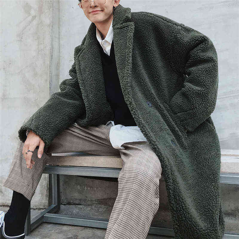 Winter Long Overcoat Men High Quality Thicken Wool Bomber Jacket Coat Male Trench Woolen Warm Coat Mens Camel Teddy Coats 4XL 211122