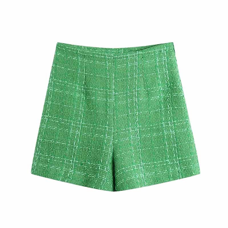 Pure Green Casual Women Shorts Matching with Blazer Spring-Autumn Modern For Suit Cultivate Morality Outwear 210521