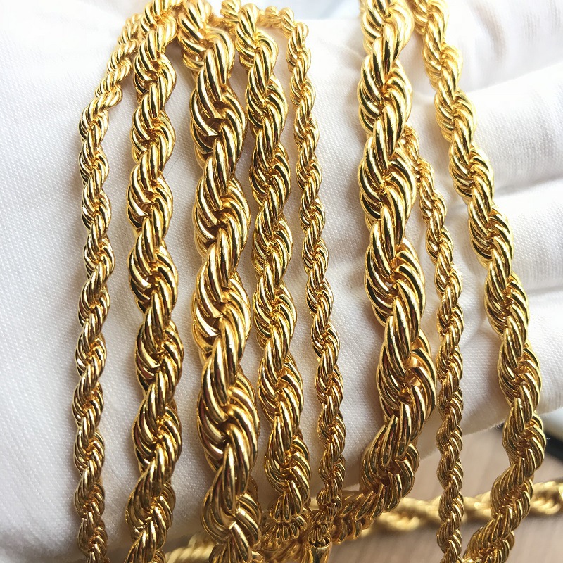 Men039s Chains Rapper039s Rope Miami Chain 4 6 8 mm Gold Silver Color Stainless steel Ropes Link Necklace Hip hop J