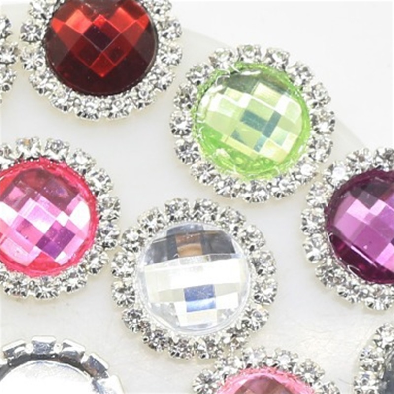 100pcs 23mm Flatback Acrylic Crystal Rhinestone Wedding Buttons Embellishments DIY Hair Accessories Decor 2254 Q2