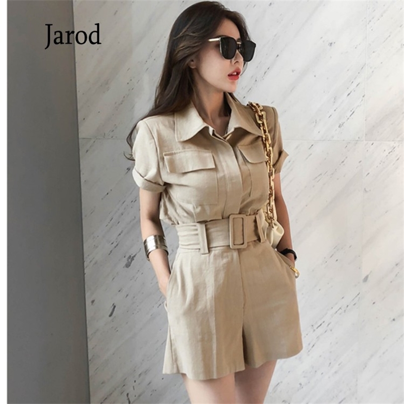 Fashion Women Shorts Suits Elegant Short Sleeve Turn down collar jacket coat+High waist 2 Pieces OL Sets Female 210519