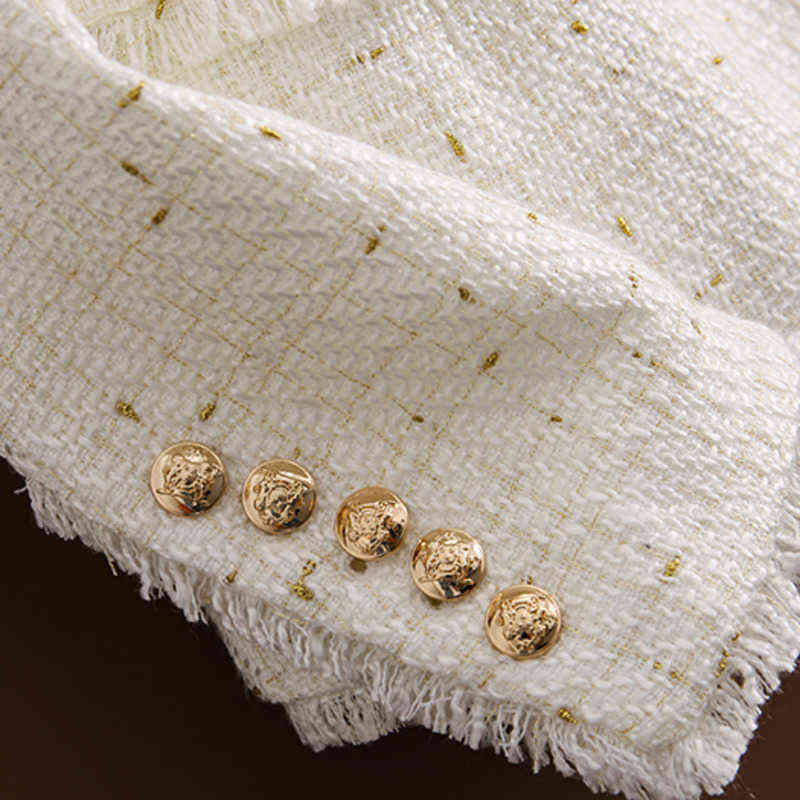 Temperament Ladies Jacket Tweed Suit Jacket Double-breasted High-quality Slim Suit Is Thin And Jacket Women 211104