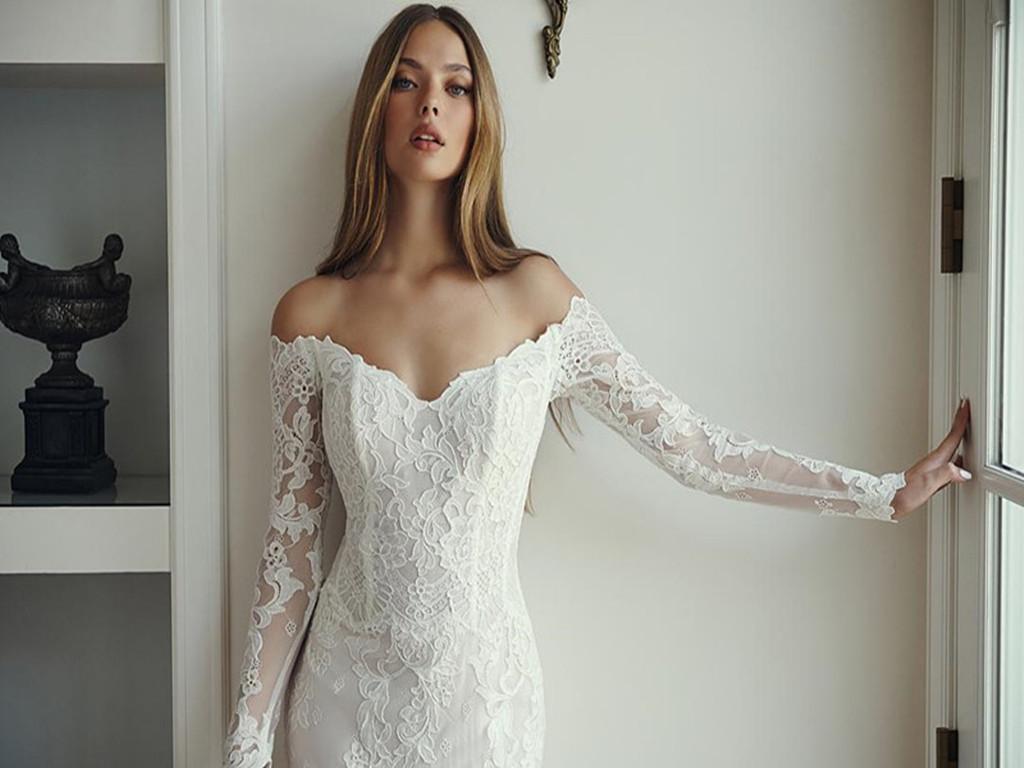 Sleeves Lace Long Mermaid Wedding Dresses Bridal Gown Off The Shoulder Vestido De Novia Custom Made Plus Size 2021 Sweep Train Boho Beach