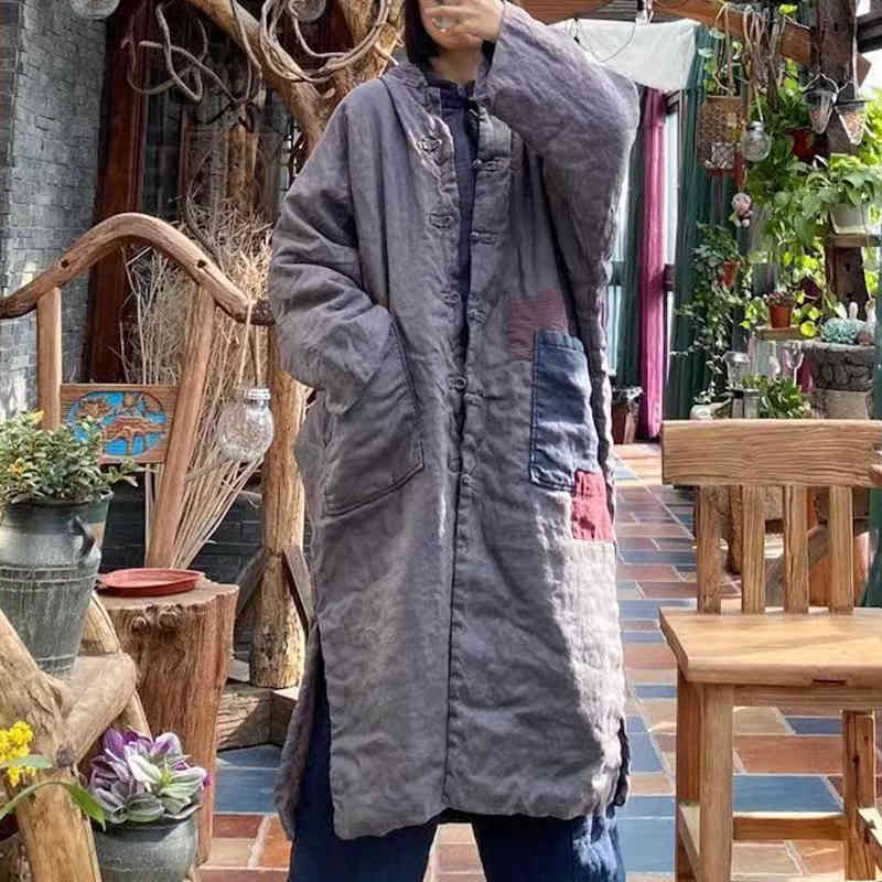 Johnature Women Warm Linen O-Neck Patchwork Parkas Long Robes Spring Loose Women Vintage High Split Retro 210521, Gray
Johnature Women Warm Linen O-Neck Patchwork Parkas Long Robes Spring Loose Women Vintage High Split Retro 210521, Gray
