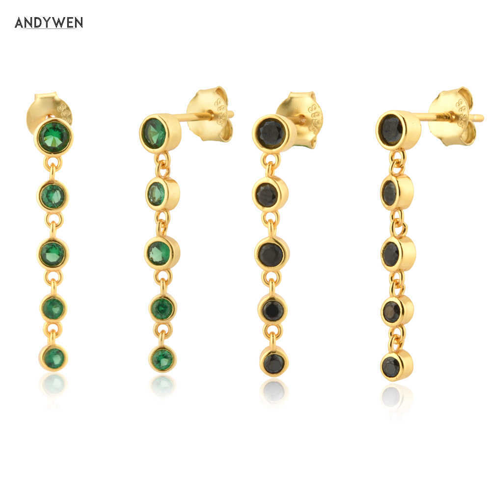 ANDYWEN 925 Sterling Silver Gold Six Green Black Zircon Charm Chain Drop Earring Piercing Rock Punk Women Fine Jewelry Gift 210608
ANDYWEN 925 Sterling Silver Gold Six Green Black Zircon Charm Chain Drop Earring Piercing Rock Punk Women Fine Jewelry Gift 210608