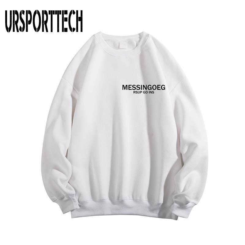 URSPORTTECH Hoodies Men Sweatshirt Autumn Winter Fashion Fleece Hoodie Sweatshirt Men O Neck Long Sleeve Loose Pullover 210528