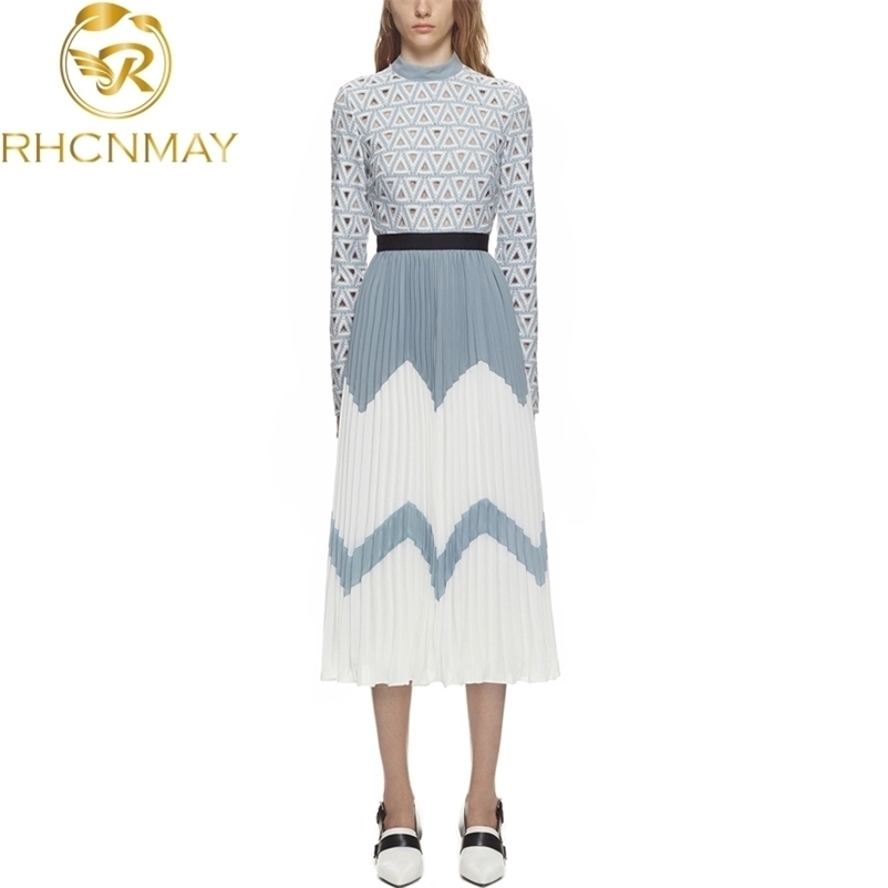Spring High-End Custom Self Portrait Dress Runway Women' Long Sleeve Hollow Out Patchwork Chiffon Pleated 210520, Sky blue
Spring High-End Custom Self Portrait Dress Runway Women' Long Sleeve Hollow Out Patchwork Chiffon Pleated 210520, Sky blue