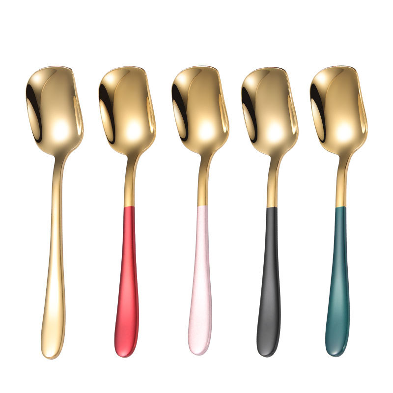 Stainless Steel Long Handle Spoon Coffee Latte Ice Cream Soda Sundae Cocktail Scoop