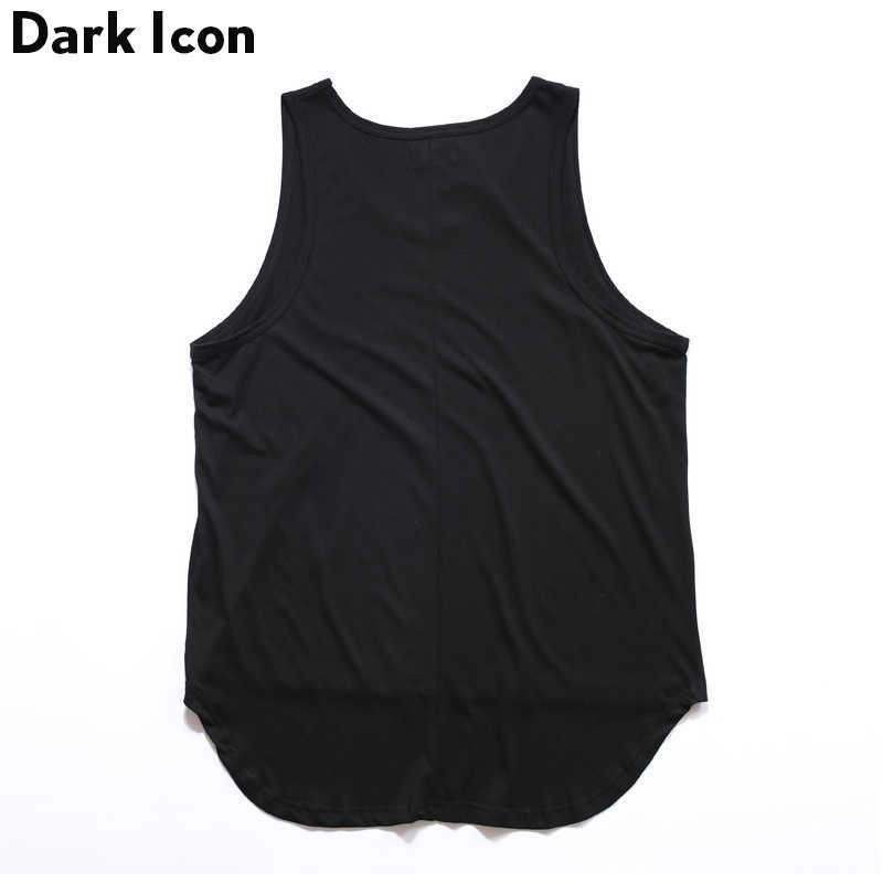 Hi-street Front Short Back Long Mens Tank Top Hip Hop Men's Tops Oversize Black Grey White 210603