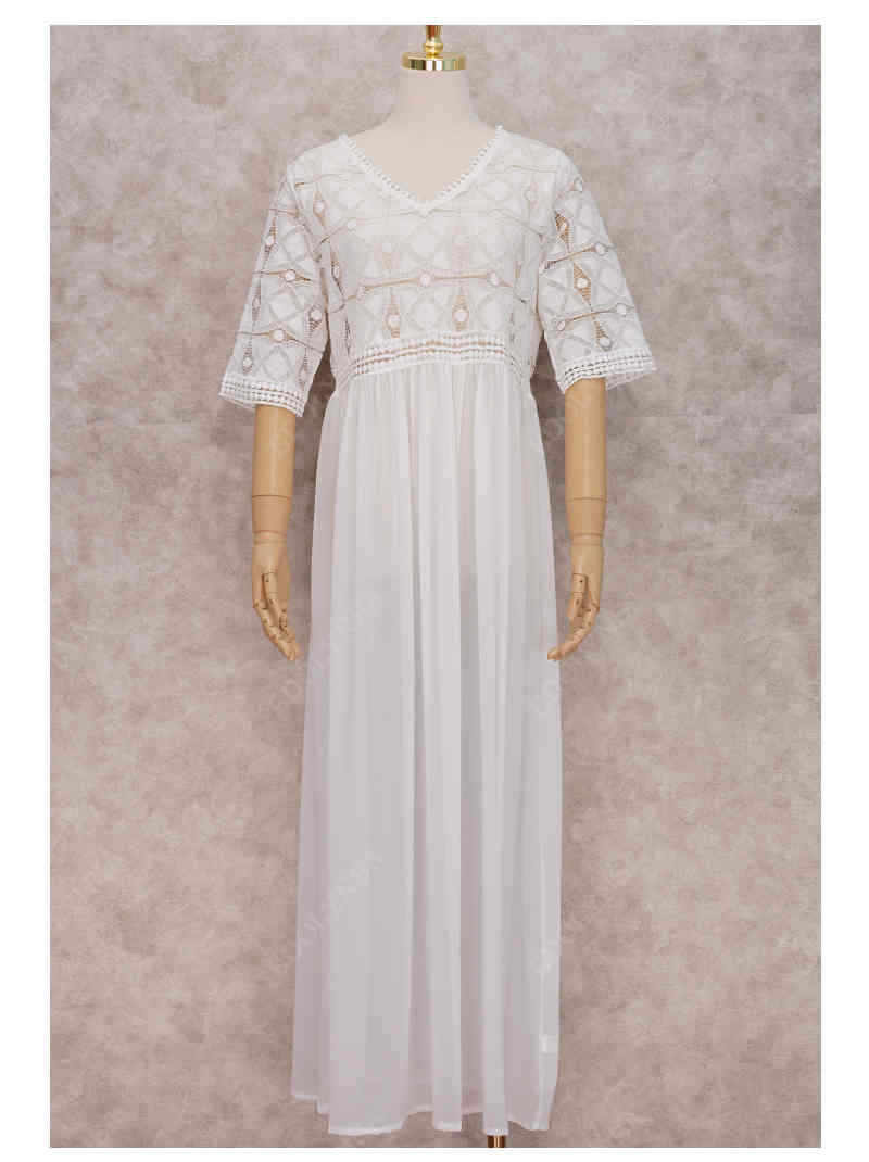 Elegant White Lace Tunic Women Summer Beach Dress Robe de plage Sarong Plus Size Swimsuit Cover Up Long Kaftan Swim Skirt #Q610 210420