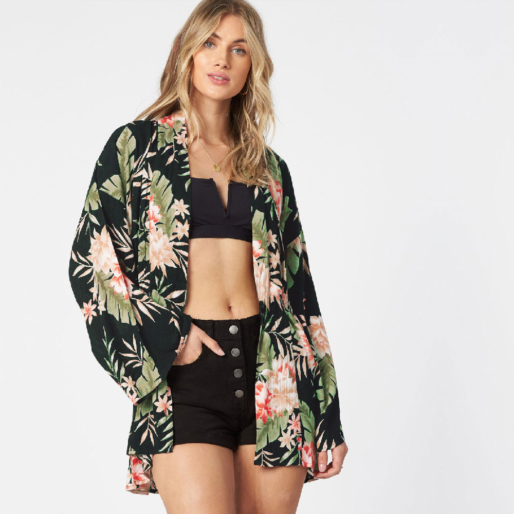 Boho Print Chiffon Bathing Suit Cover-ups Plus Size Beach Wear Short Kimono Dress Tunic Women Summer Swimsuit Cover Up A811 210420