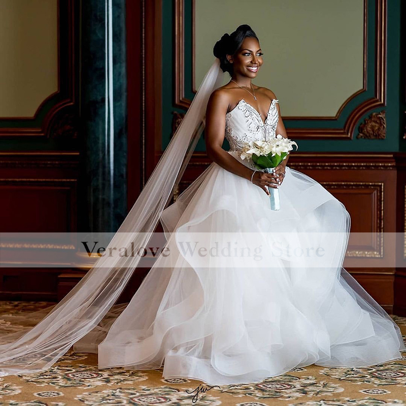 Plus Size Wedding Dress 2022 Sweetheart Bridal Dresses Tulle Lace Appliques Country African Bride Gowns