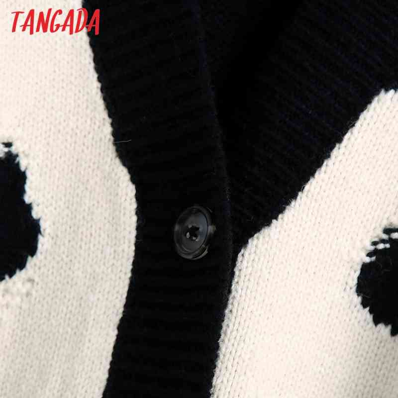 Women Elegant Animal Pattern Vintage Jumper Lady Fashion Oversized Knitted Cardigan Coat BE451 210416