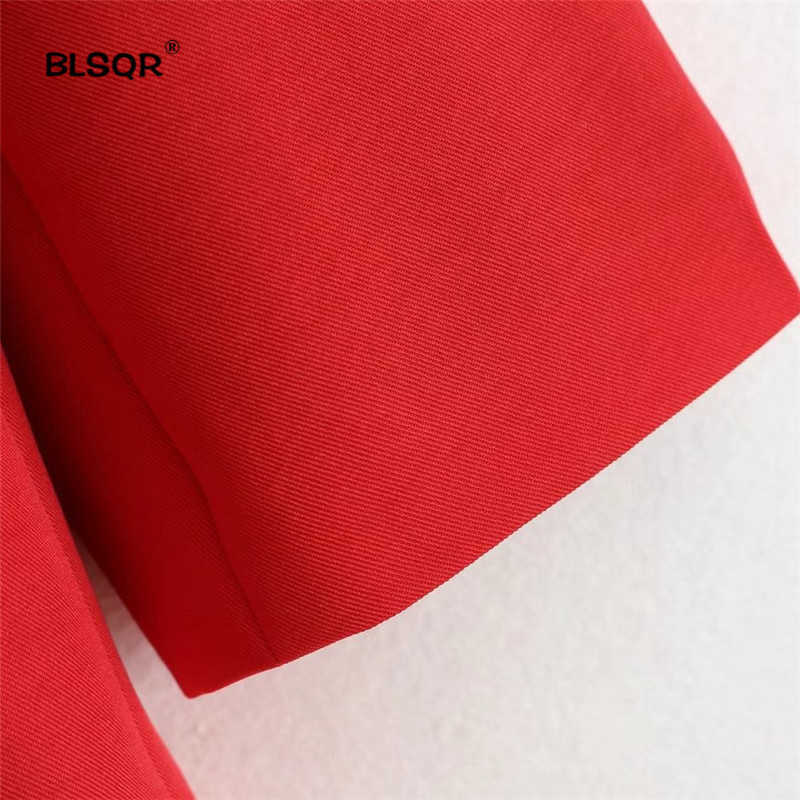 BLSQR Women Red Suit Blazer Spring Fashion Jacket Double Breasted Pocket Blazers Jackets Work Office Business 210930