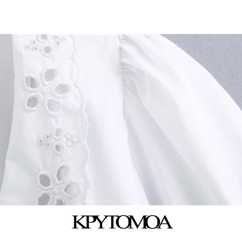 Women Sweet Fashion Hollow Out Embroidery Ruffled Mini Dress V Neck Puff Sleeve Female Dresses Vestidos 210420