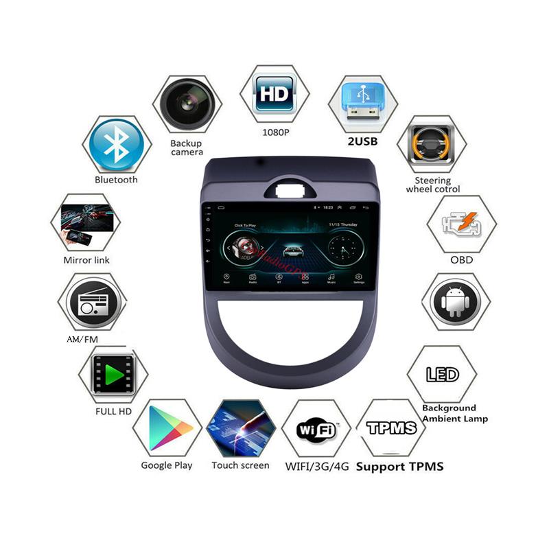 Touch Screen Car Dvd Player Multimedia System Android Double Din Stereo for Kia Soul 2010-2013