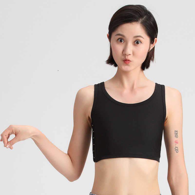 Ruoru Women Breast binder Buckle Short Chest Breast Binder Tops Shapers Casual Tran Top Breathable Buckle Tops Casual Vest H1018 - view 4
