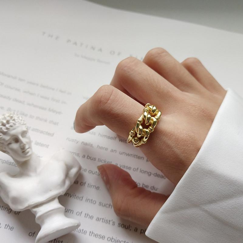 Cluster Rings Vecalon 925 Sterling Silver Industry Wind Gold Irregular Twist Crud Chain Adjustable For Women Fashion Jewelry Gift, Golden;silver
Cluster Rings Vecalon 925 Sterling Silver Industry Wind Gold Irregular Twist Crud Chain Adjustable For Women Fashion Jewelry Gift, Golden;silver