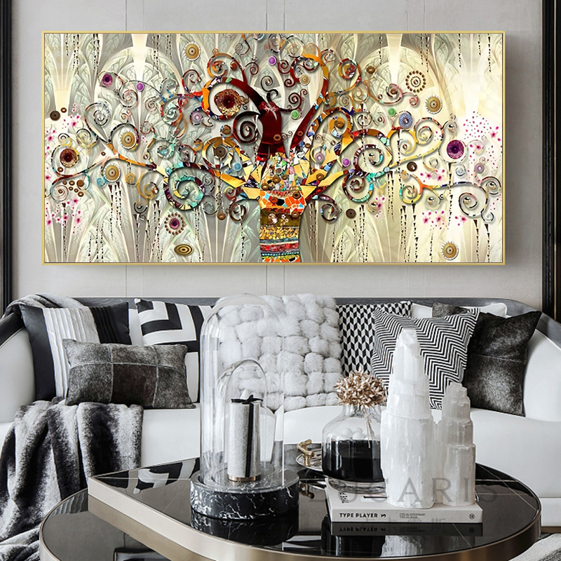Tree of life by Gustav Klimt Landscape Wall Art Canvas Scandinavian Posters and Prints Modern Wall Art Picture for Living Room