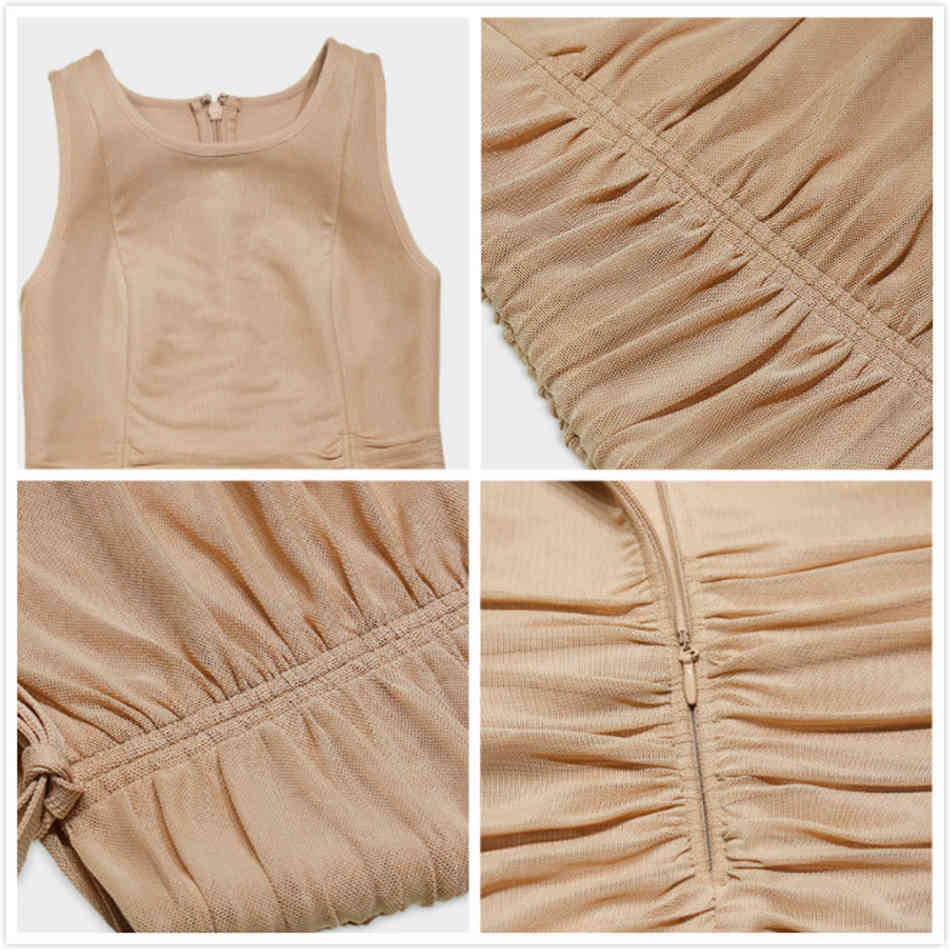 Free Summer Women's Mesh Bandage Mini Dress Sexy O-neck Sleeveless Bodycon Lace-Up Club Party Vestidos 210524