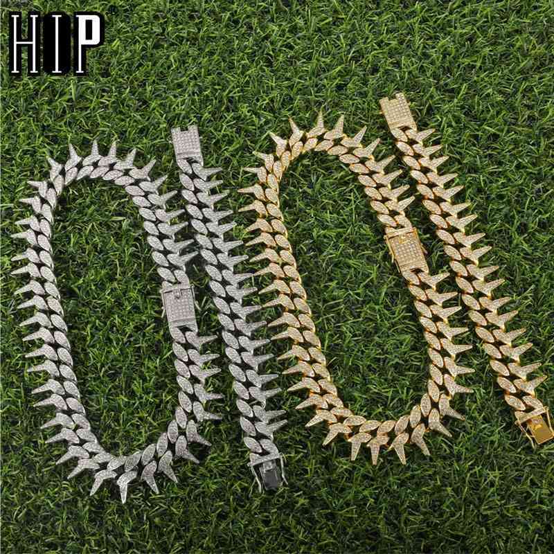 Hip Hop 25MM Bling Heavy Iced Out Cuban Thorns Link Chain Full AAA Crystal Pave Men's Bracelets Necklace Men Jewelry
Hip Hop 25MM Bling Heavy Iced Out Cuban Thorns Link Chain Full AAA Crystal Pave Men's Bracelets Necklace Men Jewelry