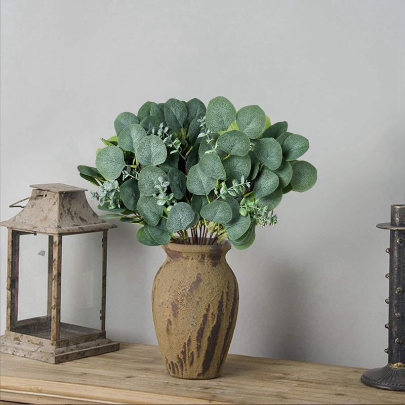 Decorative Flowers Wreaths Fake Eucalyptus Leaves Stem Artificial Greenery Branches 10Pcs Silk Garland For Farmhouse Wedding Par7950201