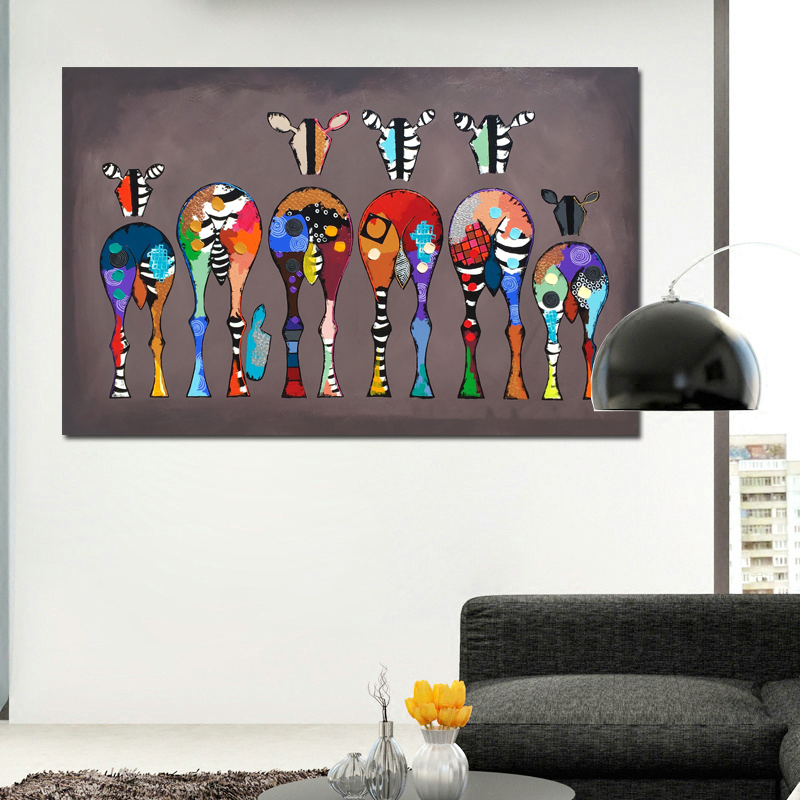 Wall Posters Canvas Painting Six Zebras Pictures For Living Room Abstract Colorful Animal Art Wall Art Prints Unframe