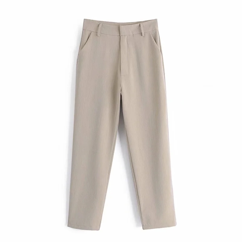 elegant women long pants autumn casual ladies cream fashion female office pant girls loose trousers 210430