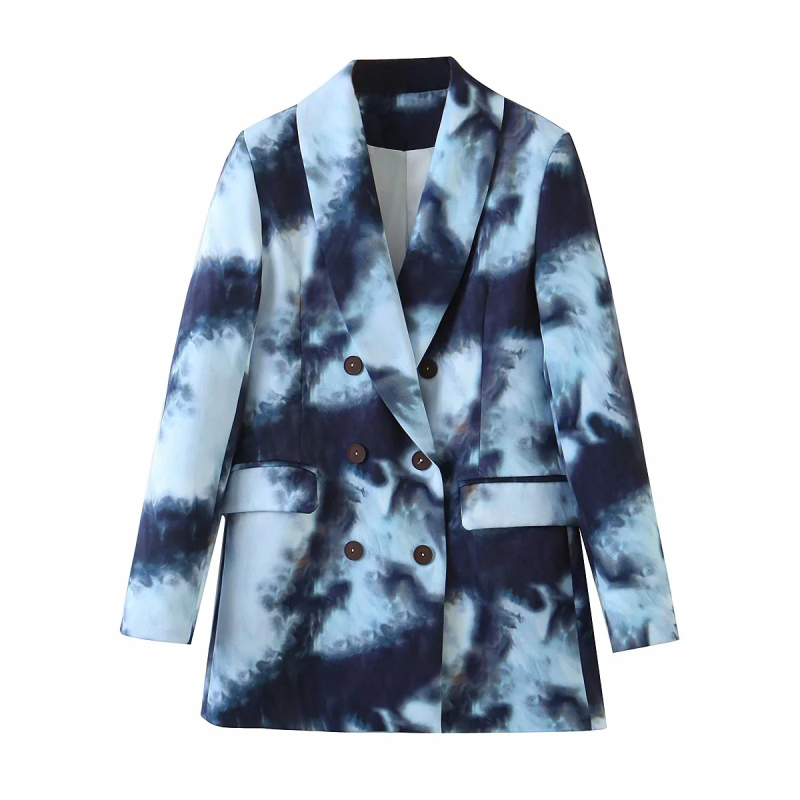 vintage women tie dye long blazer jackets fashion ladies elegant colorful jacket suits casual female chic suit girls 210430
