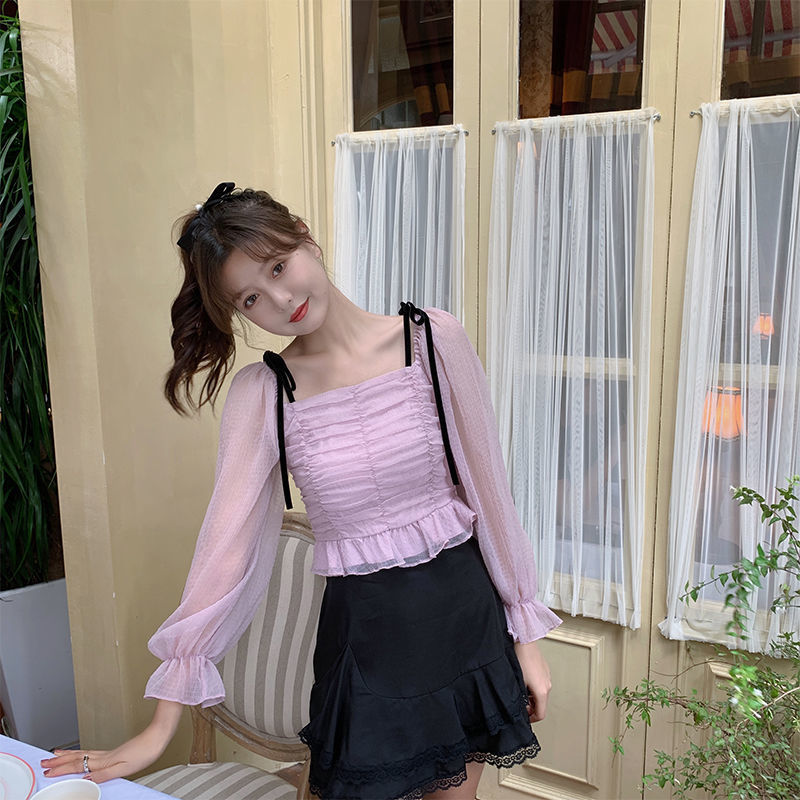 Vintage Floral Blouse Women Casual Square Collar Chiffon Korean Style Slim Tops Puff Sleeve Elegant Shirt Spring Kawaii 210521