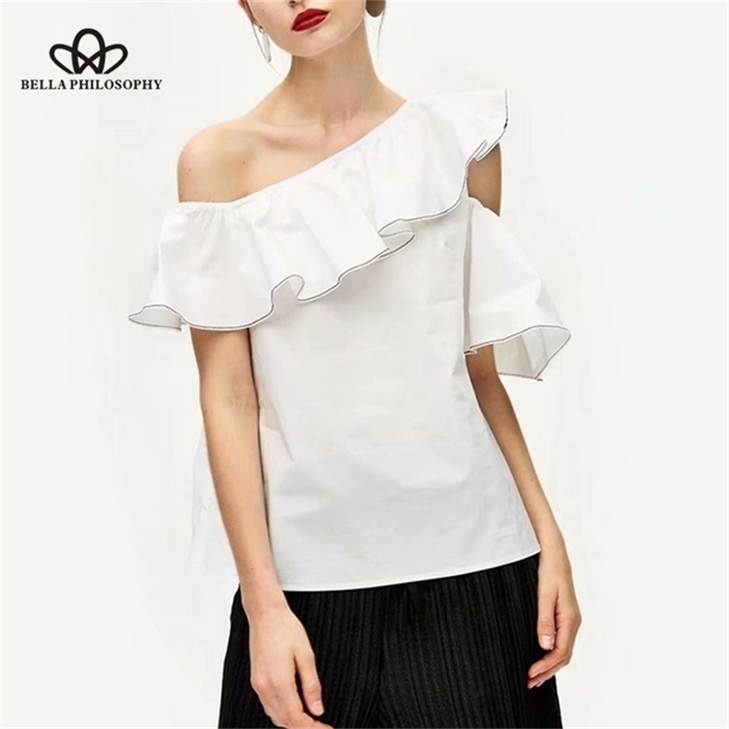 Ruffles Skew Collar Blouse Women Short Butterfly Sleeve Tops Irregular Solid Color Casual Blusas Feminina 210519, Lk367 white
Ruffles Skew Collar Blouse Women Short Butterfly Sleeve Tops Irregular Solid Color Casual Blusas Feminina 210519, Lk367 white