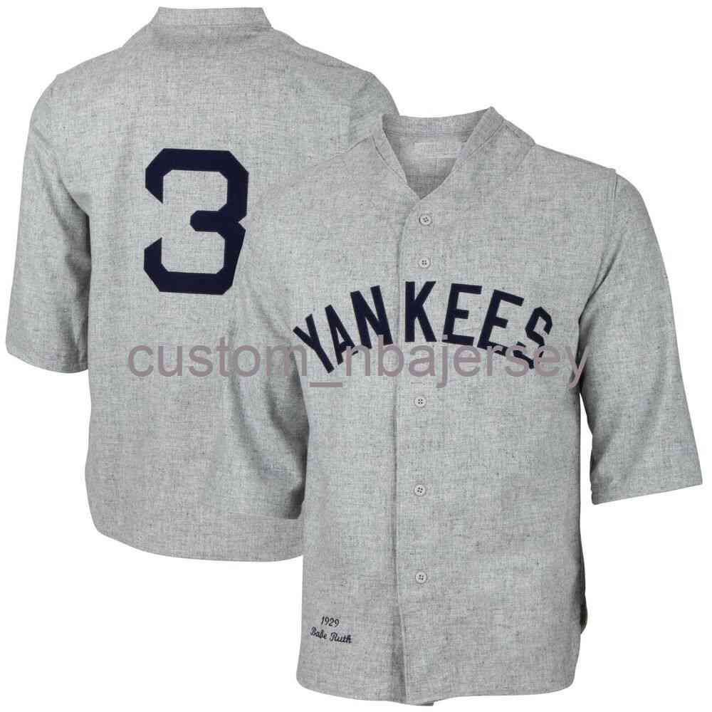 Custom Babe Ruth #3 Mitchell & Ness 1929 Gray Road Jersey Stitched Men Women Youth Kid Baseball Jersey -6XL, Grey 
Custom Babe Ruth #3 Mitchell & Ness 1929 Gray Road Jersey Stitched Men Women Youth Kid Baseball Jersey -6XL, Grey