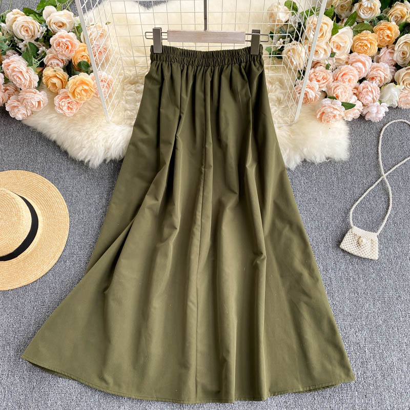 Nomikuma Safari Style Vintage Woman Skirts Korea Pleated High Waist A-line Skirts Spring Summer New Faldas Mujer Moda 6G772 210427